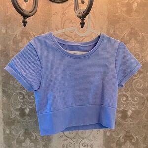 Blue Ribbed Crop Top